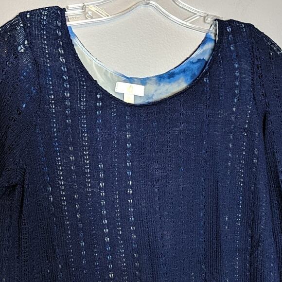 Charming Charlie Navy Sweater with Underlay, S - Picture 2 of 8